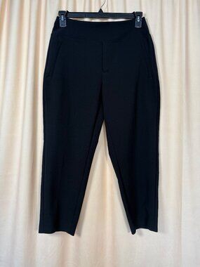 Athleta Black Slim-Fit Crop Ankle Pants Zip Pockets Size 8/P Office‎ Workwear